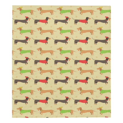 Dachshund Pattern Print Design 06 Premium Quilt