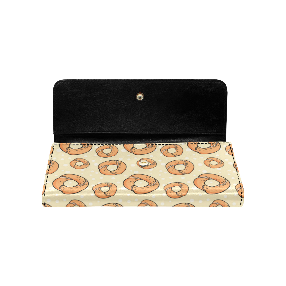 Bagel Pattern Print Design 03 Women's Trifold Wallet
