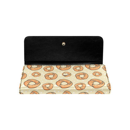 Bagel Pattern Print Design 03 Women's Trifold Wallet