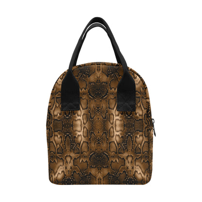 Snake Skin Brown Print Insulated Lunch Bag