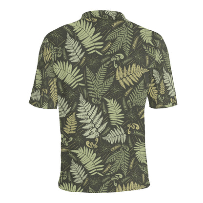 Fern Leave Green Print Pattern Men Polo Shirt