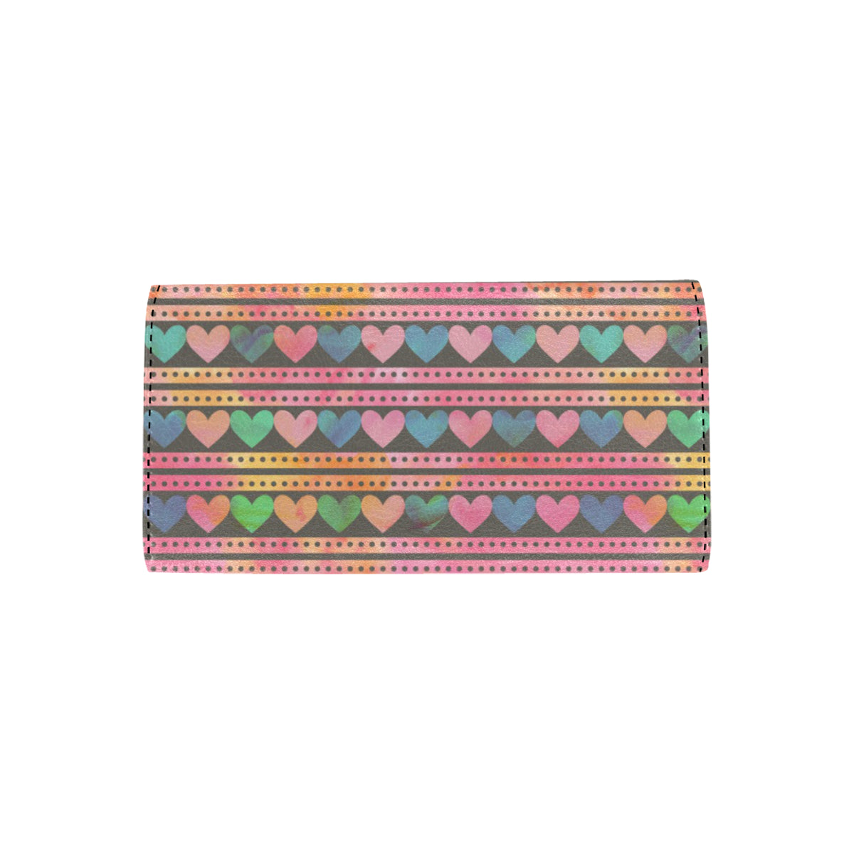Heart Pattern Print Design HE010 Women's Trifold Wallet