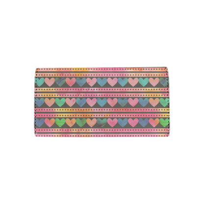 Heart Pattern Print Design HE010 Women's Trifold Wallet