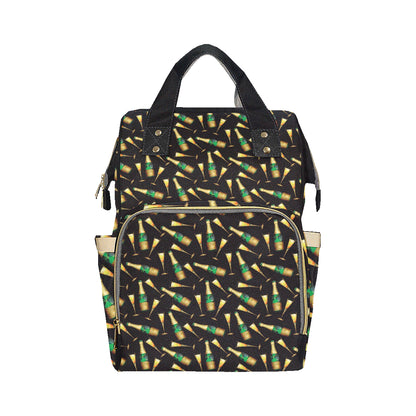 Champagne Pattern Print Design 02 Diaper Bag Backpack