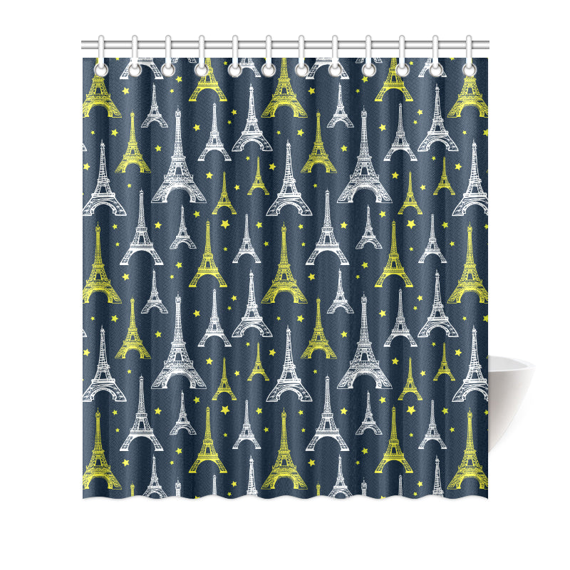 Eiffel Tower Star Print Shower Curtain