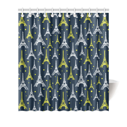 Eiffel Tower Star Print Shower Curtain