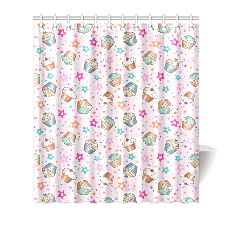 Cupcake Pattern Print Design CP03 Shower Curtain