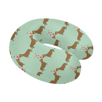 Dachshund Pattern Print Design 02 U-Shaped Travel Neck Pillow