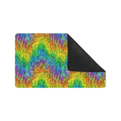 Rainbow Fur Design Print Rubber Doormat