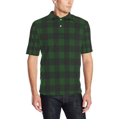 Buffalo check Green Pattern Print Design 02 Men Polo Shirt