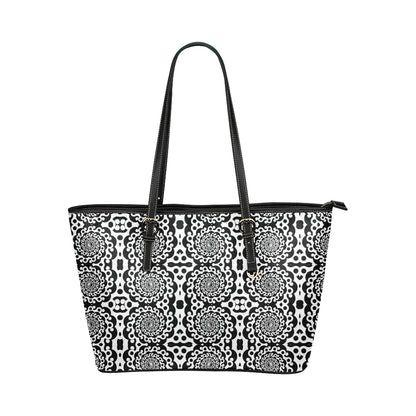 Yin Yang Spiral Design Print Leather Tote Bag