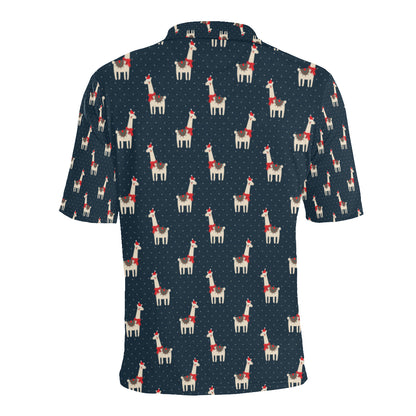 Llama with Polka Dot Themed Print Men Polo Shirt