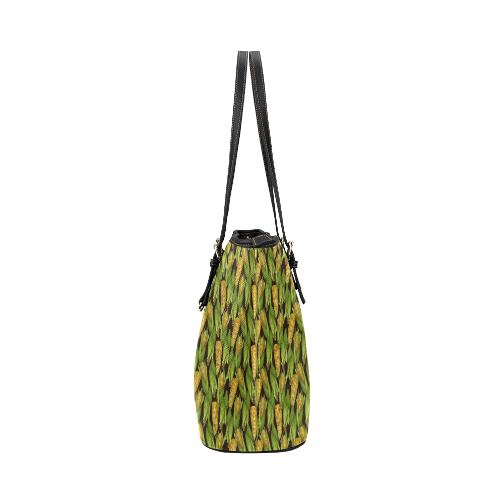 Agricultural Corn cob Print Leather Tote Bag