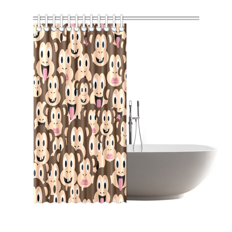 Emoji Monkey Print Pattern Shower Curtain