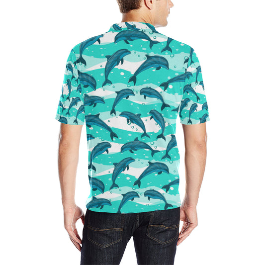Dolphin Design Print Pattern Men Polo Shirt