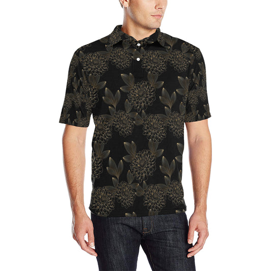 Dahlia Pattern Print Design DH04 Men Polo Shirt