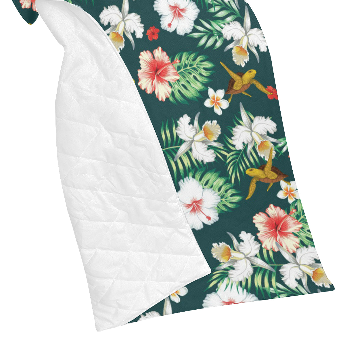 Hawaiian Flower Design with SeaTurtle Print Premium Quilt