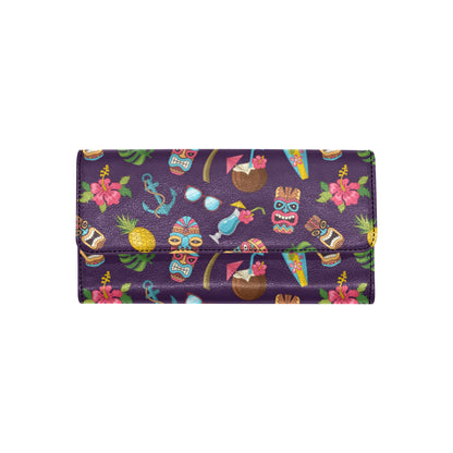 Hawaiian Themed Pattern Print Design H024 Women's Trifold Wallet