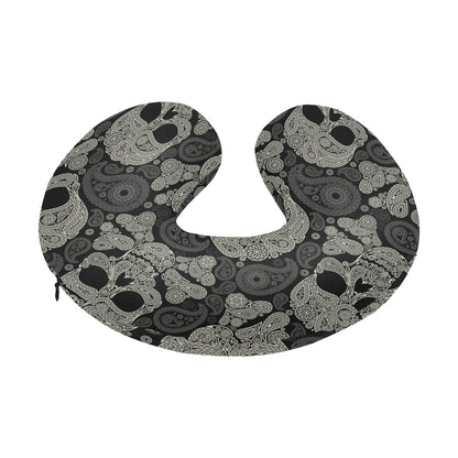 Paisley Skull Pattern Print Design A01 U-Shaped Travel Neck Pillow