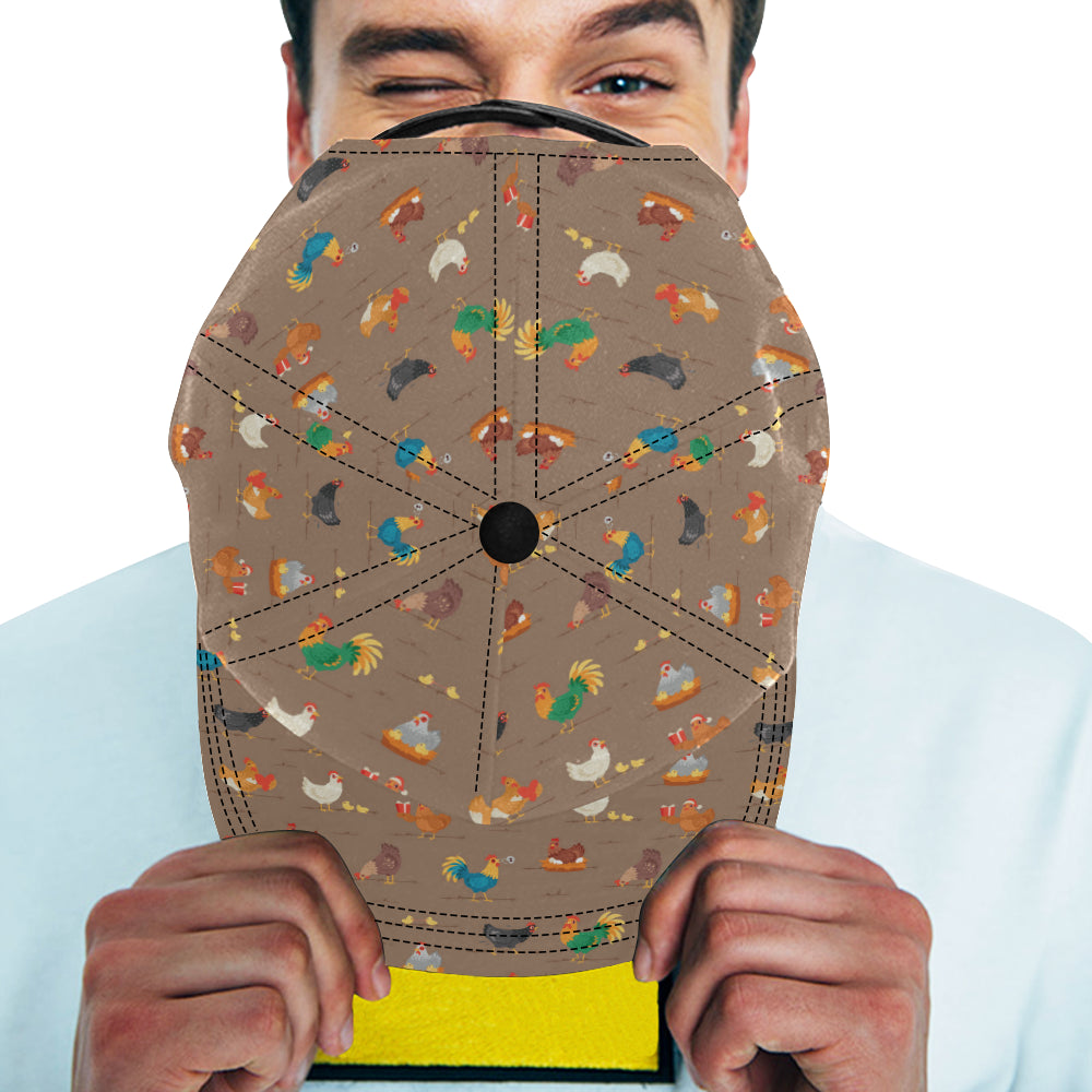 Chicken Happy Print Pattern Snapback Cap
