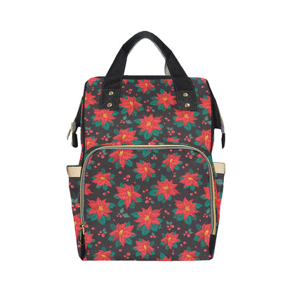 Poinsettia Pattern Print Design POT07 Diaper Bag Backpack