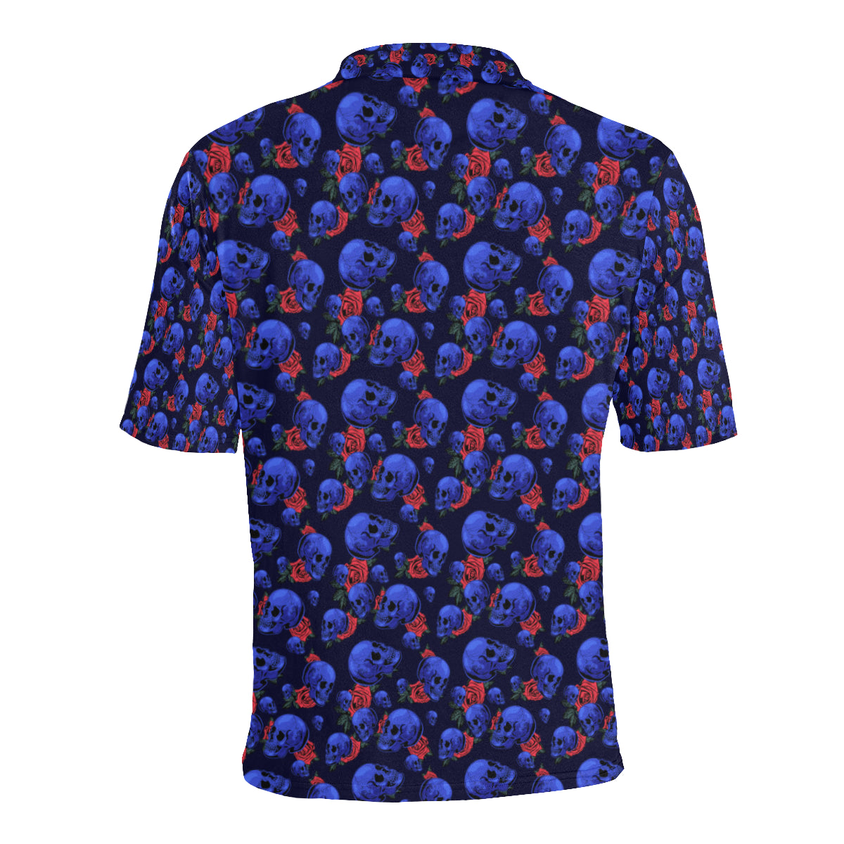 Skull Roses Neon Design Themed Print Men Polo Shirt