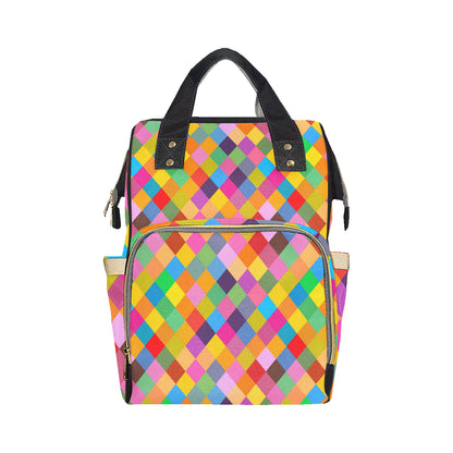 Harlequin Pattern Print Design 02 Diaper Bag Backpack