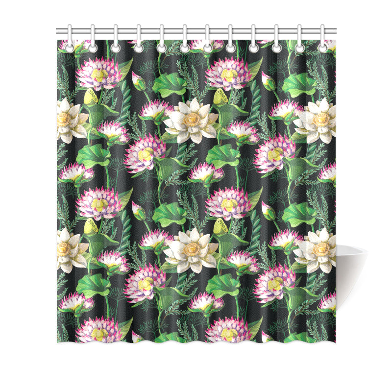 Water Lily Pattern Print Design WL010 Shower Curtain