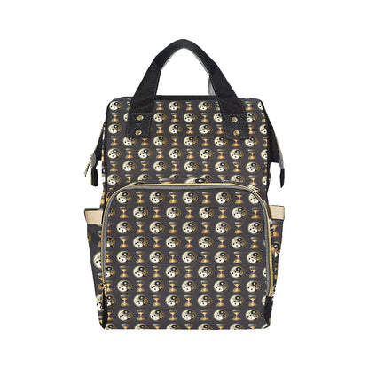 Yin Yang Skull Themed Design Print Diaper Bag Backpack