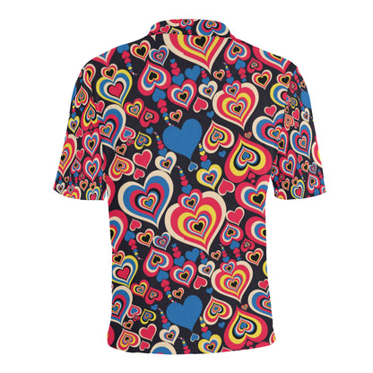 Heart Pattern Print Design HE08 Men Polo Shirt