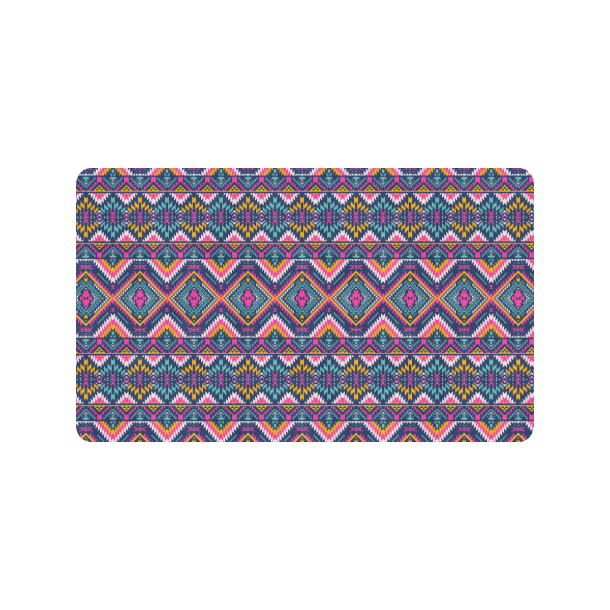 Indian Navajo Pink Themed Design Print Rubber Doormat