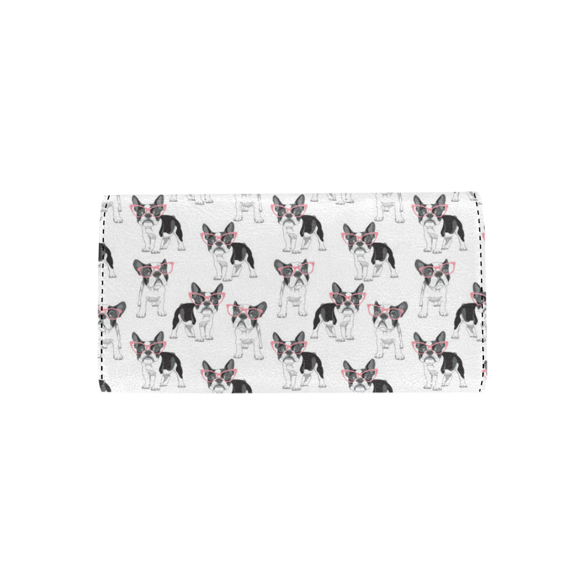 Boston Terrier Pattern Print Design 03 Women's Trifold Wallet