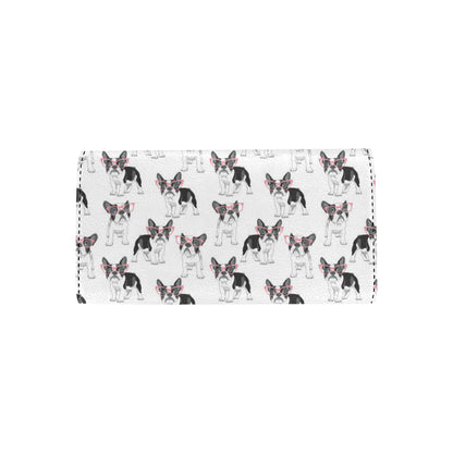 Boston Terrier Pattern Print Design 03 Women's Trifold Wallet