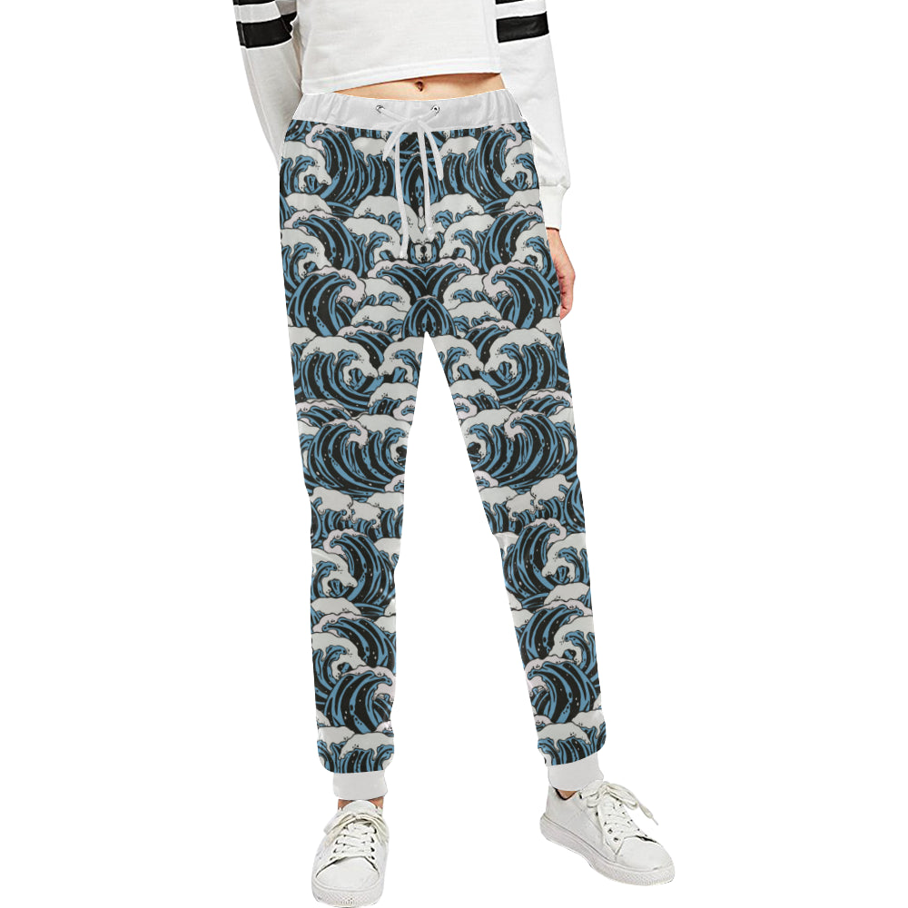 Surf Wave Pattern Print Unisex Sweatpants