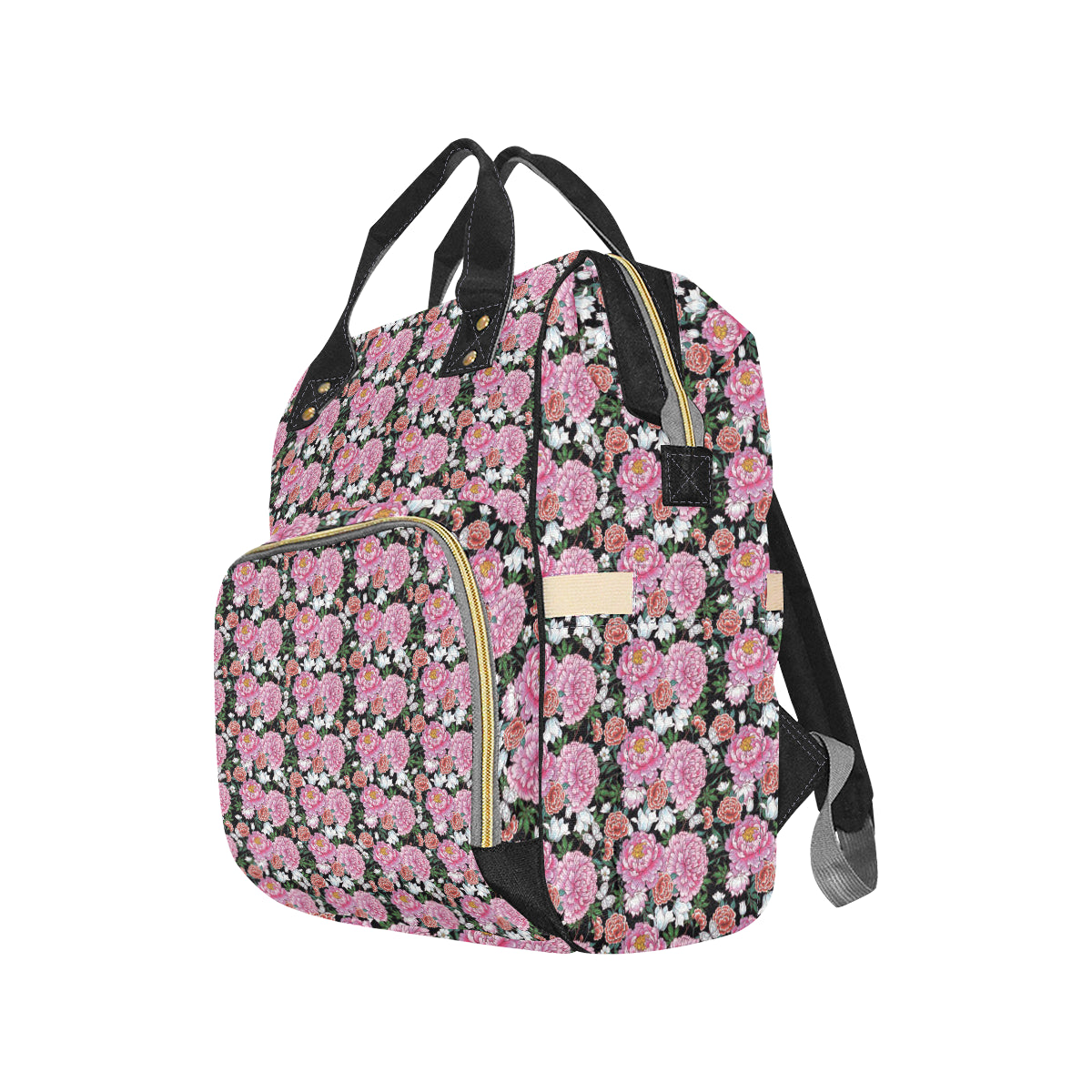Dahlia Pattern Print Design 02 Diaper Bag Backpack