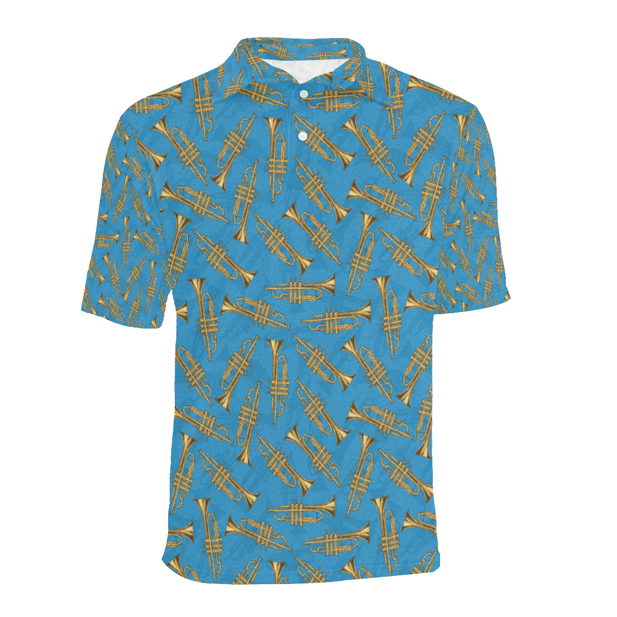 Trumpet Golden Pattern Themed Print Men Polo Shirt