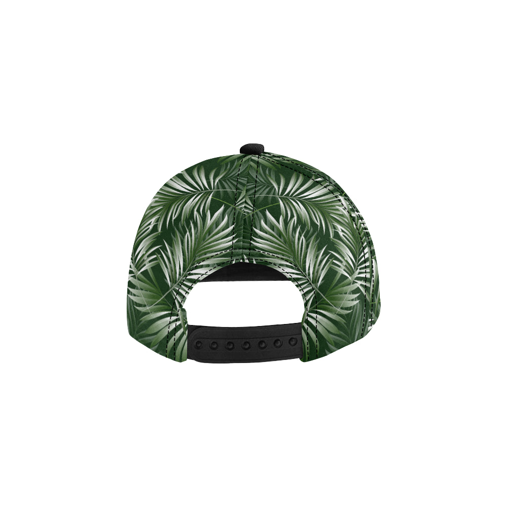 White Green Tropical Palm Leaves Snapback Cap