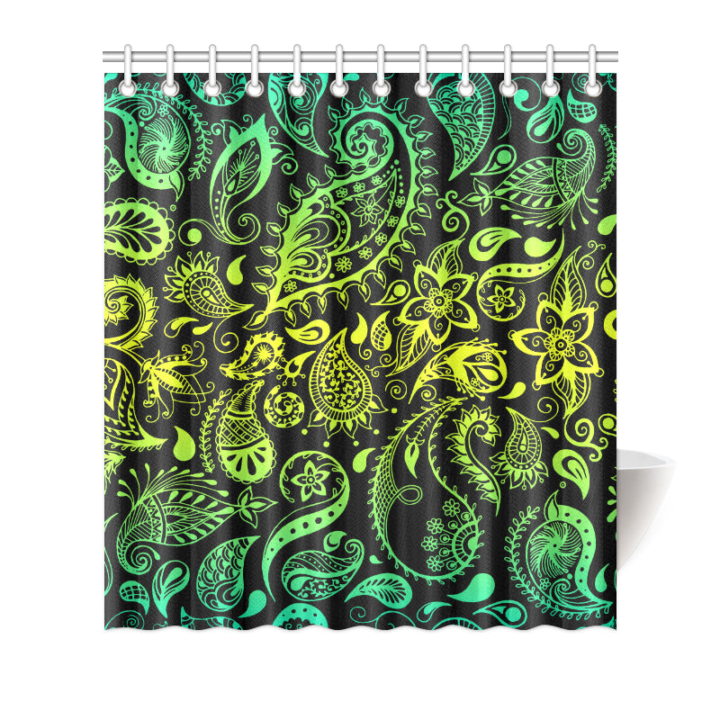 Paisley Green Design Print Shower Curtain