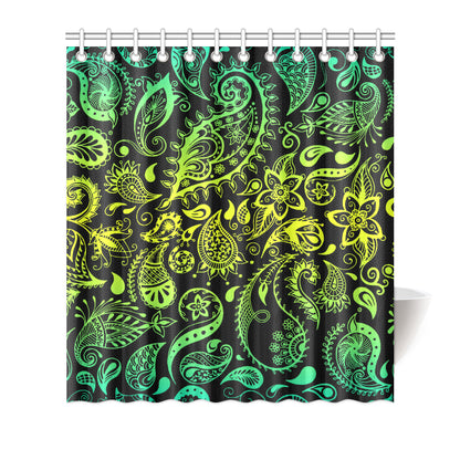 Paisley Green Design Print Shower Curtain