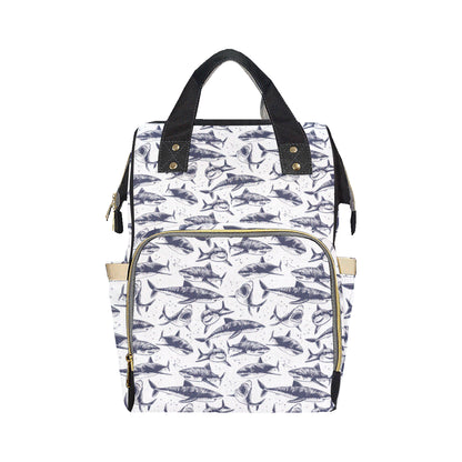 Great White Shark Pattern Print Design 02 Diaper Bag Backpack
