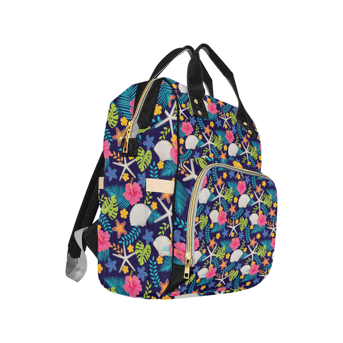 Beach Seashell Floral Theme Diaper Bag Backpack