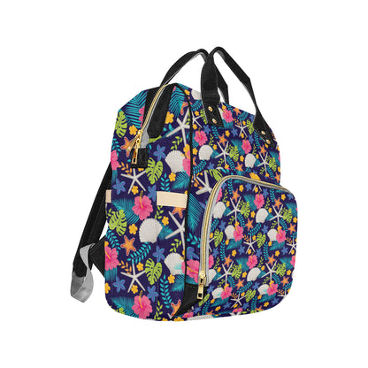 Beach Seashell Floral Theme Diaper Bag Backpack