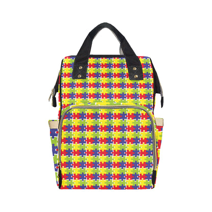 Autism Awareness Pattern Print Design 03 Diaper Bag Backpack