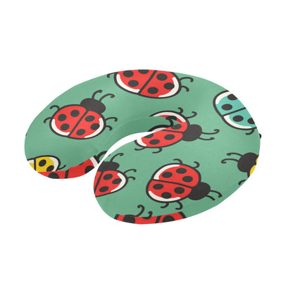 Ladybug Pattern Print Design 02 U-Shaped Travel Neck Pillow