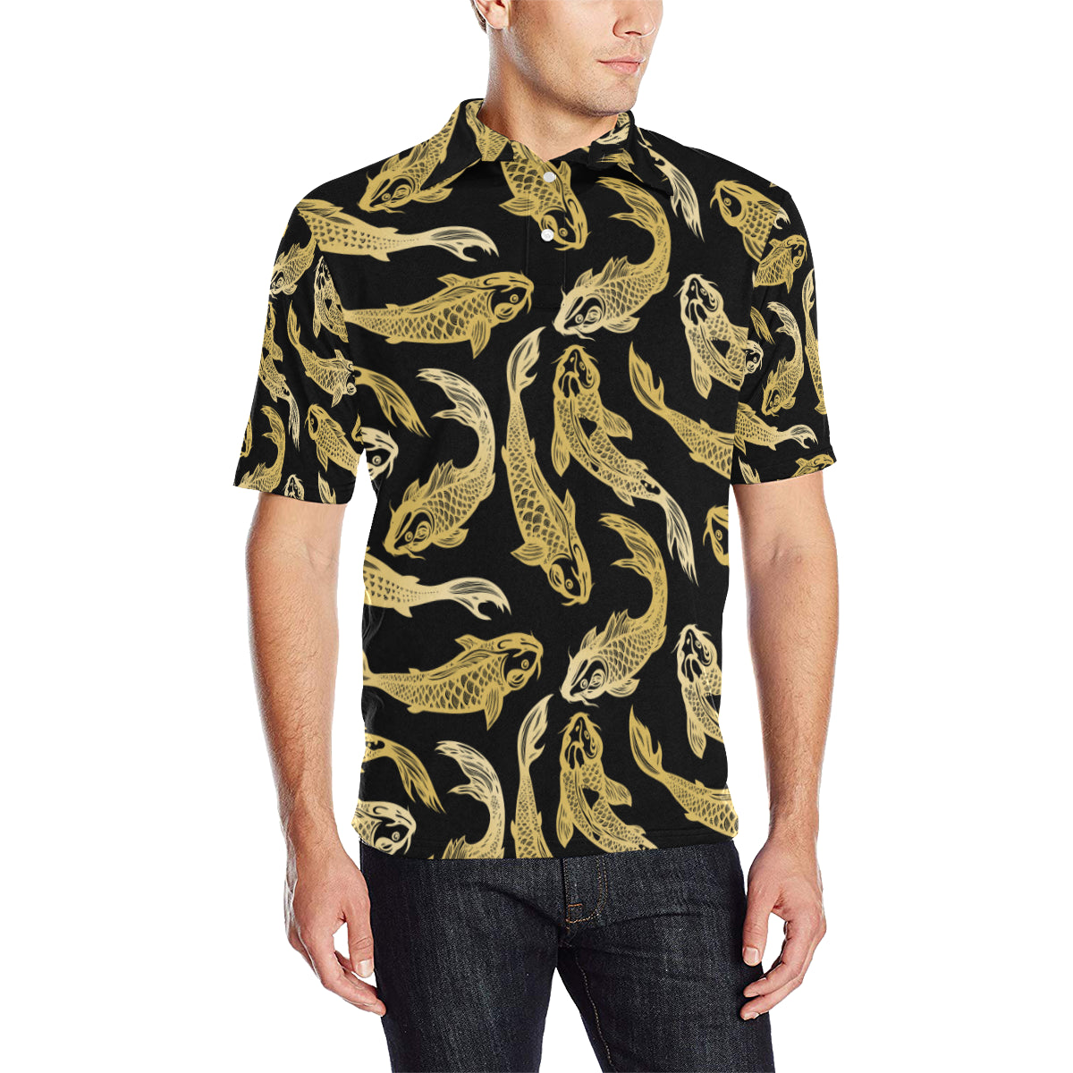 KOI Fish Pattern Print Design 03 Men Polo Shirt