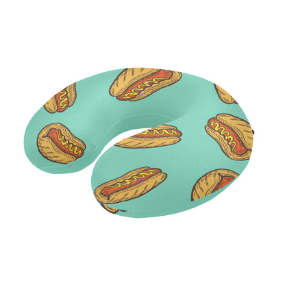 Hot Dog Pattern Print Design 04 U-Shaped Travel Neck Pillow