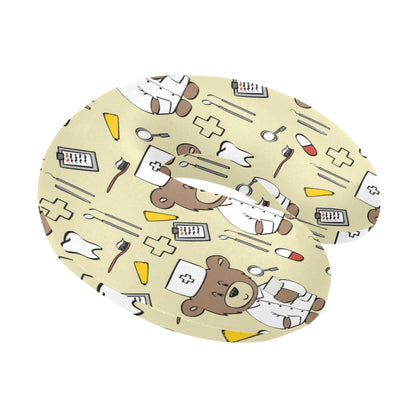 Nurse Bear Pattern Print Design A02 U-Shaped Travel Neck Pillow