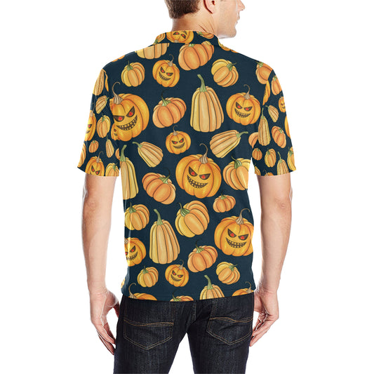 Pumpkin Halloween Pattern Print Design A04 Men Polo Shirt