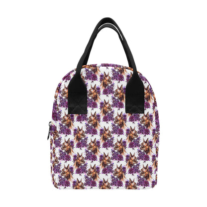 Chihuahua Purple Floral Insulated Lunch Bag