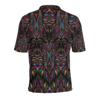 Colorful Art Wolf Men Polo Shirt